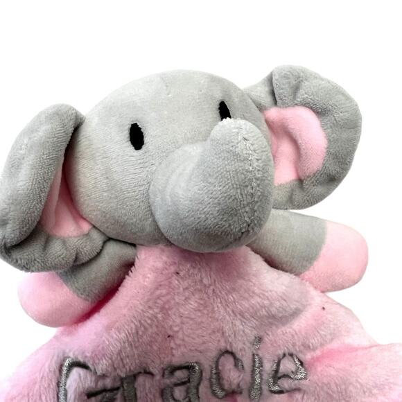 Elephant Baby Infant Security Blanket Embroidered “Gracie” Lovey Plush Fleece - Picture 3 of 10